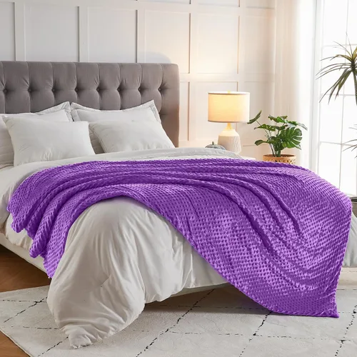 Miniatura 37 de Yescool - Manta con peso para adultos (15 libras, 60 x 80 pulgadas, azul), manta de enfriamiento pesada para dormir, 140-160 libras, manta
