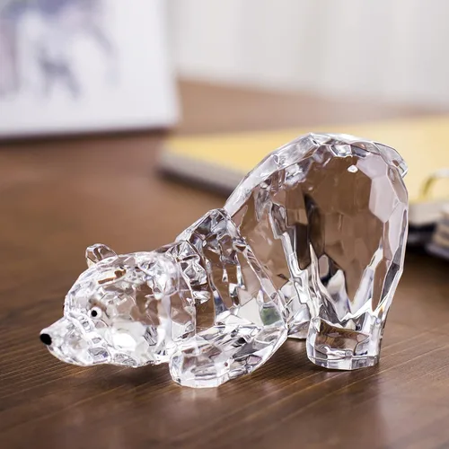 Miniatura 3 de Figura acrílica de oso lindo animal para decoración del hogar, no decoraciones de cristal para estantería, mesa de comedor y escritorio (B)