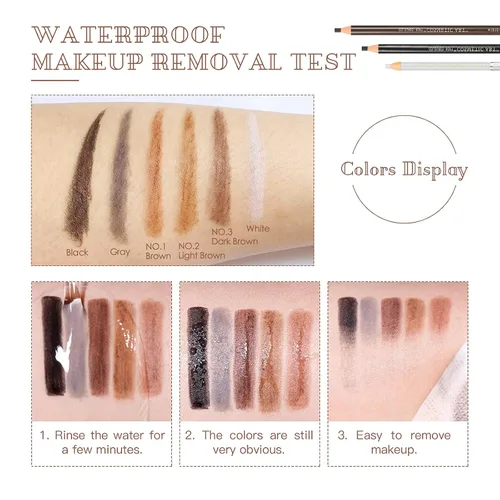 Miniatura 6 de Set de Lápiz de Cejas Impermeable, Lápiz de Cejas con Cordón de Tirar y Desmontable, Kit de Suministros de Microblading, Lápiz de Línea de Ojos