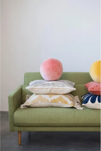 Miniatura 3 de Creative Co-Op Almohada de algodón con patrón lumbar Ikat y borlas, 16 pulgadas de largo x 24 pulgadas de ancho x 2 pulgadas de alto, amarillo