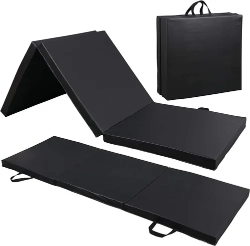 Miniatura 2 de Tapete plegable de tres pliegues para gimnasia, gimnasio, ejercicio aeróbico, tapete plegable con asas para MMA, estiramiento de fitness, yoga