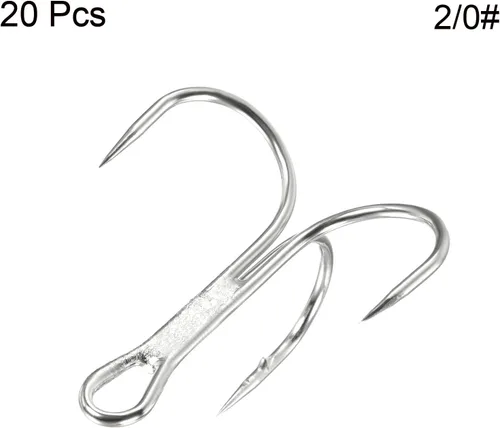 Miniatura 3 de PATIKIL Anzuelos de pescado agudos de acero al carbono, gancho de curva redondo afilado Gancho de púas triple para agua dulce y salada Blanco