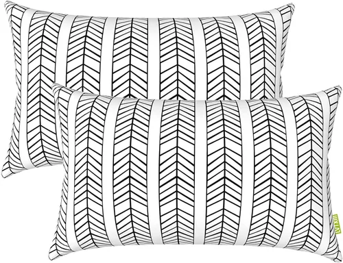 Miniatura 121 de LVTXIII Juego de 2 almohadas lumbares para patio, 12 x 20 pulgadas, resistentes a la decoloración, para exteriores con interiores, cojines lumbares