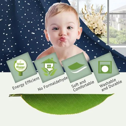 Miniatura 6 de H.VERSAILTEX Cortinas opacas con estrellas para habitación de niños y niñas, con bloqueo de luz completa, bonitas cortinas gruesas y suaves