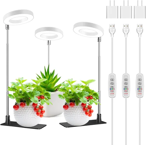 Miniatura 13 de Kullinss - Luz de crecimiento, 48 luces LED de espectro completo para plantas de cultivo en interiores con base desmontable, temporizador de Grano