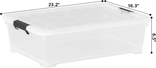 Miniatura 2 de Contenedor de almacenamiento transparente de 26 cuartos de galón, caja de almacenamiento de plástico debajo de la cama, contenedor de almacenamiento