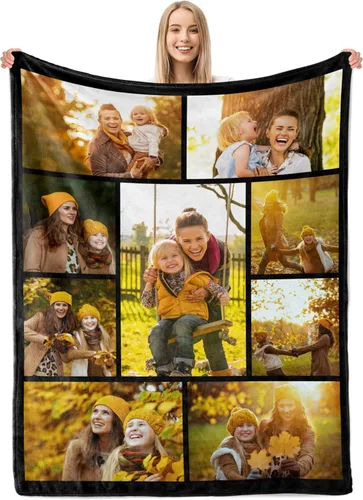 Manta personalizada con fotos, manta personalizada con carga de imágenes, manta de forro polar suave para esposa, amiga, madre, pareja, abuela,