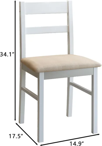 Miniatura 2 de Juego de 2 sillas de cocina de madera maciza para comedor, cocina y comedor, color blanco