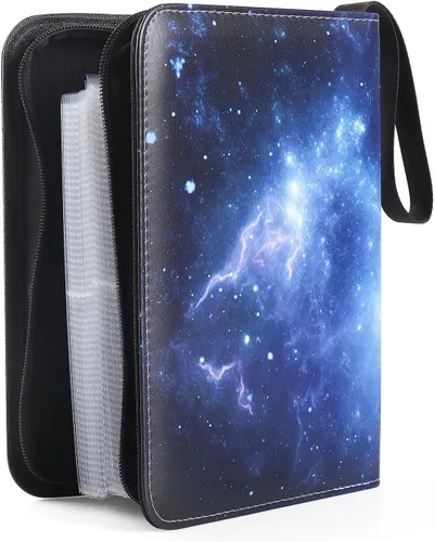 Miniatura 5 de Carpetas de 4 bolsillos para 400 tarjetas, patrón de nebulosa azul oscuro