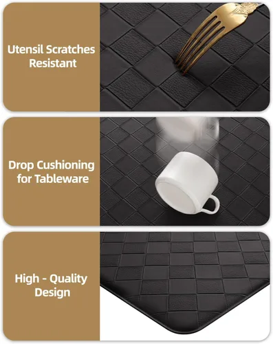 Miniatura 4 de Color&Geometry Tapetes acolchados antifatiga para cocina, 17 x 71 pulgadas, alfombra de pasillo largo antideslizante impermeable, alfombrilla Negro