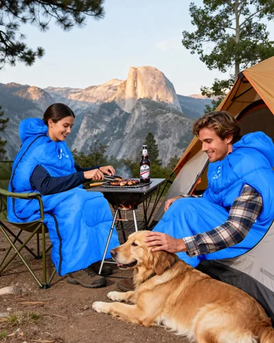 Miniatura 2 de Sportneer Saco de dormir portátil para adultos y niños - Caminable con cremalleras en los brazos, clima cálido e impermeable frío, compacto para Azul