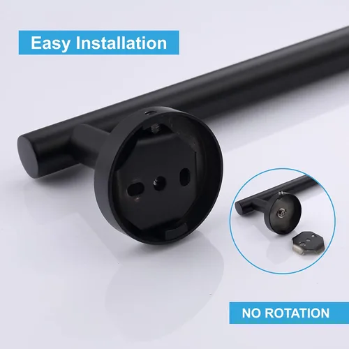 Miniatura 4 de TASTOS Toallero de baño de 23.6 pulgadas, color negro mate, acero inoxidable SUS304 de alta calidad, estilo redondo, soporte resistente, barra