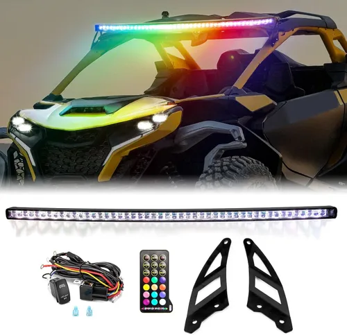 Miniatura 10 de WeiSen - Kit de barra de luz LED RGBW de 50 pulgadas y 288 W, compatible con Can Am Maverick X3 Max 2017-2025 Kit de arnés de cableado, soporte