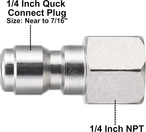 Miniatura 2 de RIDGE WASHER Acopladores para lavadora a presión, enchufe de conexión rápida de 1/4 a rosca NPT hembra, 5000 PSI, paquete de 2