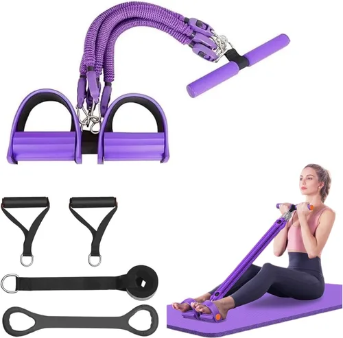 Miniatura 9 de Bandas de resistencia para ejercicio, 6 tubos elásticos de yoga para tirador de pedal de yoga, cuerda de tensión de látex natural, equipo de M