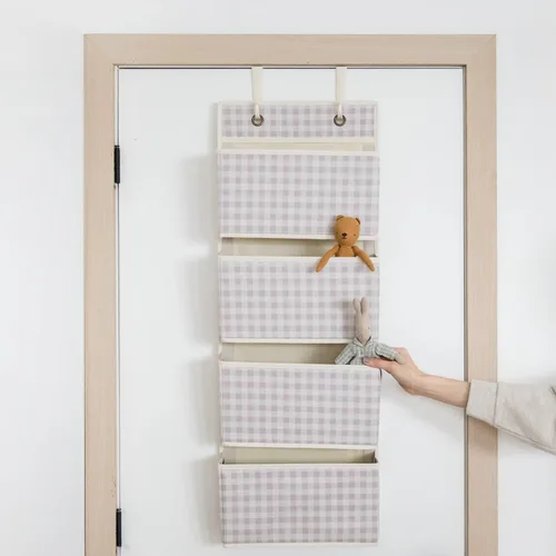 Miniatura 4 de 3 Sprouts Organizador para colgar sobre la puerta, organizador colgante para bebés y almacenamiento con 4 bolsillos grandes y 2 ganchos para ropa