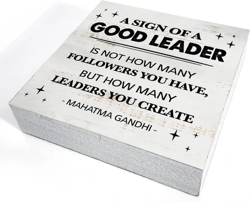 Miniatura 3 de A Sign of a Good Leader - Caja de madera para decoración rústica con cita de liderazgo, placa de bloque para pared, mesa, escritorio, hogar