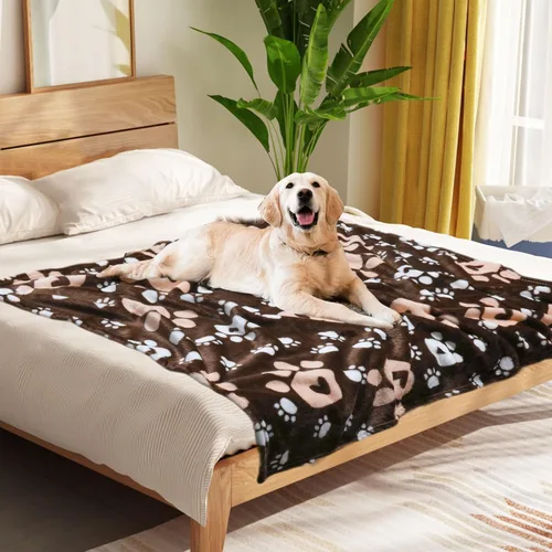 Miniatura 14 de Manta Suave para Perros para Perros Grandes - Manta Mullida para Mascotas para Gatos y Cachorros, Manta Reversible con Diseño de Huellas de Pata gris