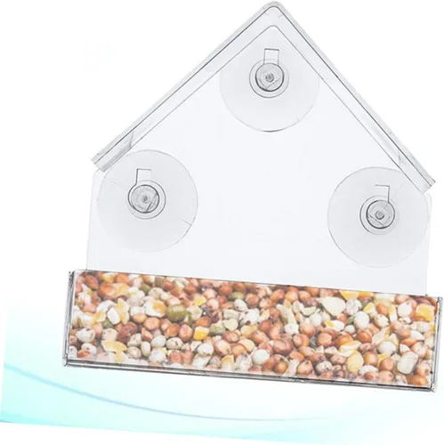 Miniatura 5 de Comedero para pájaros para ventana, bandeja transparente, decoración de jaula de pájaros, colgadores para ventana exterior, comedero de pájaros
