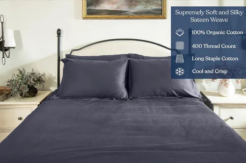Miniatura 2 de GOTS Certified 100% Organic Cotton Flat Sheet, 400TC Long Staple Cotton, Ultra Soft, Silky, Moisture-Wicking, Smooth & Breathable, Best Sheets for