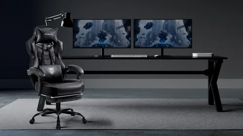 Miniatura 2 de Vonesse Silla de juegos, silla de oficina de respaldo alto con reposapiés y masaje, sillas de juegos para adultos con cojín de resorte de bolsillo