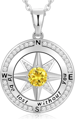 Miniatura 37 de Peeshow Collar para mujer, brújula, piedra natal, joyería de cumpleaños, aniversario, ideas para su novia, regalo romántico de amor en Navidad, día