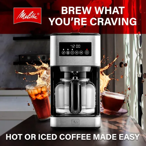 Miniatura 2 de Melitta Aroma Serie Cafeteras de Goteo Programables Parent (Aroma Tocco Plus Negro y Acero Inoxidable 12 Tazas) con Paquete de 5 Filtros de Café