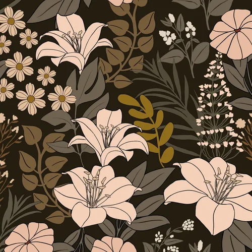 Miniatura 10 de Papel tapiz vintage de hongos para despegar y pegar, papel de contacto floral negro y dorado, papel de pared bohemio para pegar en el gabinete