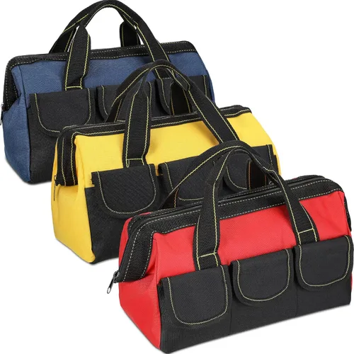 Miniatura 16 de Sanwuta - Paquete de 3 bolsas para herramientas, alta resistencia, fondo rígido impermeable, boca ancha, para electricista, carpintero, mecánico, 13