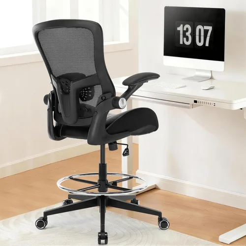 Miniatura 8 de Silla de dibujo, silla de oficina alta con asiento de piel sintética, silla de escritorio de pie, sillas de oficina de altura de mostrador