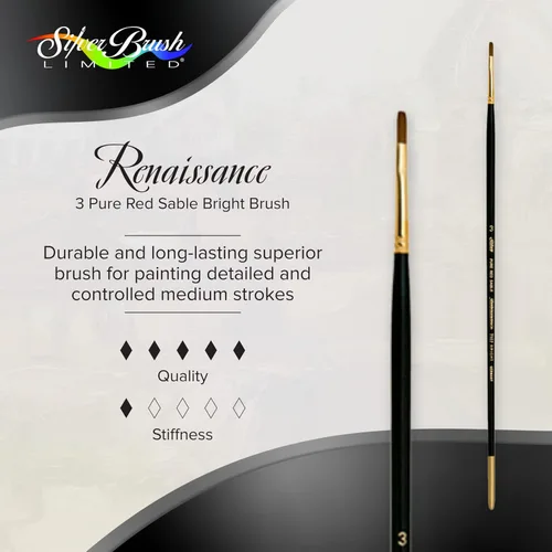 Miniatura 2 de Silver Brush 7102-3 Renaissance - Cepillo de mango largo de color rojo puro de alta calidad, brillante, tamaño 3
