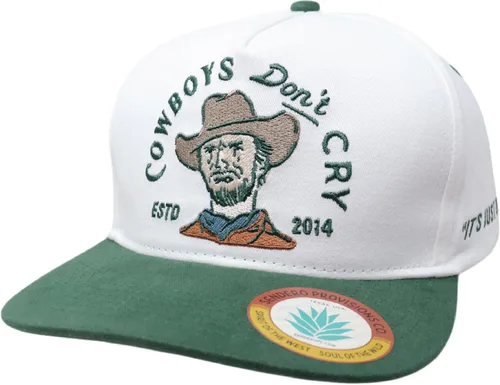 Miniatura 5 de Sendero Provisions Co. Cowboys Don't Cry - Gorra ajustable con diseño bordado (blanco/verde) - Talla única, Blanco