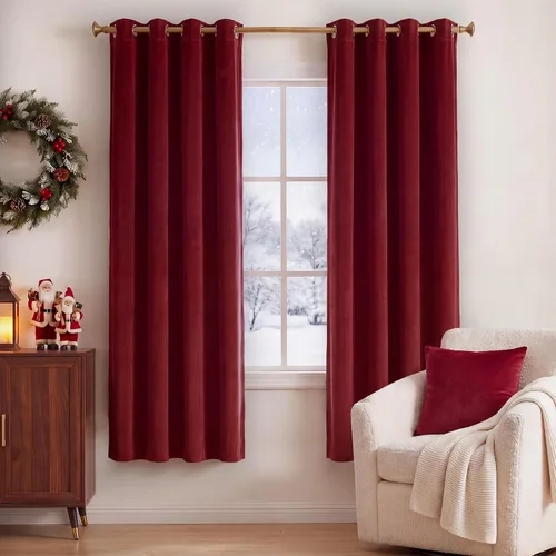 Miniatura 43 de StangH Cortinas de Terciopelo Grueso Sólido - Juego de Tratamiento de Ventanas con Oscurecimiento Moderado para Dormitorio, Cortinas/Cortinajes