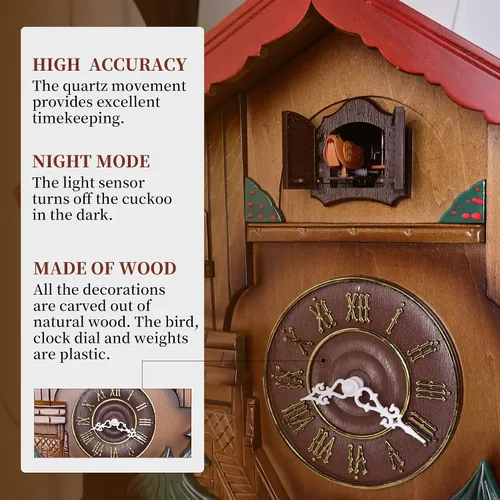Miniatura 2 de Reloj de pared con péndulo de cuco Kendal, cuarzo, bosque negro, casa, decoración del hogar MX239