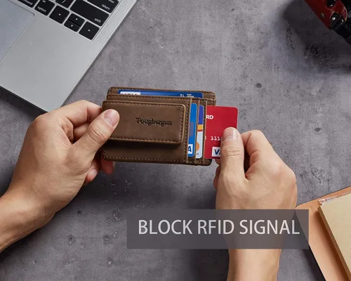 Miniatura 7 de Toughergun Cartera magnética de cuero genuino con clip para dinero con bloqueo RFID