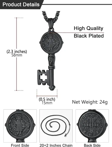 Miniatura 70 de U7 Saint Benedict/Michael Medal Necklace, 316L Stainless Steel Virgin Mary Necklace for Men Women, Bible Verse Protection Necklace Catholic