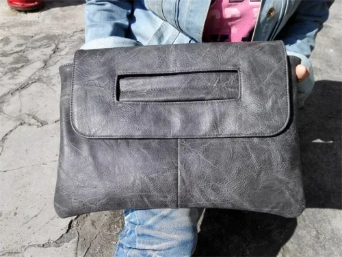 Miniatura 3 de Bolsos de mujer PU cuero femenino embrague bolso mensajero grande sólido alta capacidad