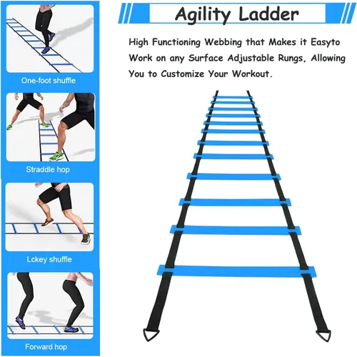 Miniatura 5 de Soccer Agility Training Equipment Set, Soccer Accessories 12 Rung 20Ft Agility Ladder, 12 Disc Cones, Solo Soccer Trainer, Jump Rope - Speed