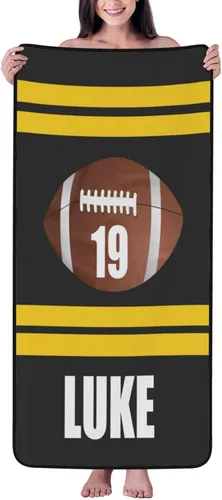Toalla de playa de fútbol personalizada para hombres, mujeres y niños, toallas de piscina de fútbol de 30 x 60 pulgadas, 33 x 52 pulgadas, toalla