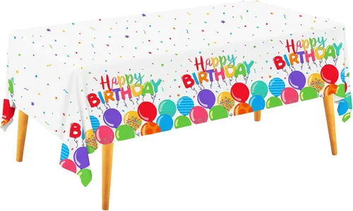 Gatherfun Mantel desechable de cumpleaños, funda de mesa de plástico para fiesta de cumpleaños de niños, 54 x 108 pulgadas, 3 unidades