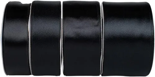 Miniatura 7 de Craft County - Cinta de satén de doble cara de 1 pulgada - Negro - 25 yardas (75 pies) - Ideal para proyectos de manualidades, envoltura, bodas