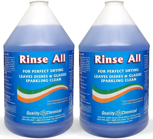 Quality Chemical Enjuague todo/Aclarador de grado industrial comercial/Líquido de enjuague para lavavajillas, acabado seco con calor y frío, agente