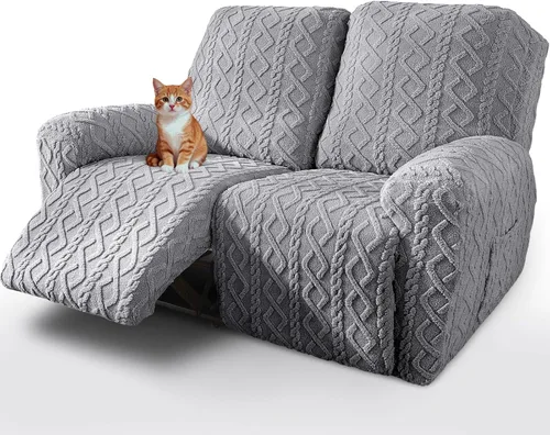 Miniatura 9 de vctops Verde Navideño 4 Piezas Fundas para Sillón Reclinable de Felpa Jacquard Geométrica Suaves Peludas Mullidas Funda para Sofá y Sillón