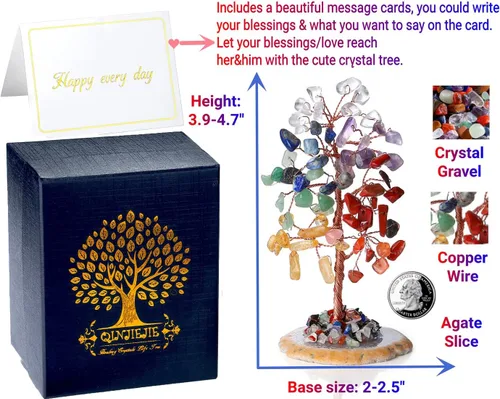 Miniatura 4 de QINJIEJIE Árbol de Chakra Natural de Cristal Árbol de la Vida Dinero para Decoración de Escritorio Piedra de 7 Chakras para Energía Positiva