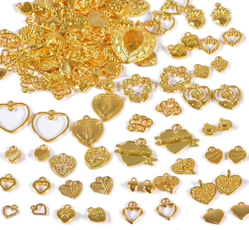 Miniatura 9 de stino 100 gramos de dijes de metal para hacer joyas, chapados en plata y oro, paquete a granel para pulseras, collares, manualidades Cruz