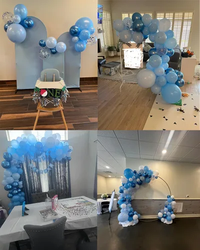 Miniatura 6 de Kit de guirnalda de arco de globos azules, 155 globos de confeti azul pastel, globos metálicos de confeti de macarrón para bebé, cumpleaños, boda