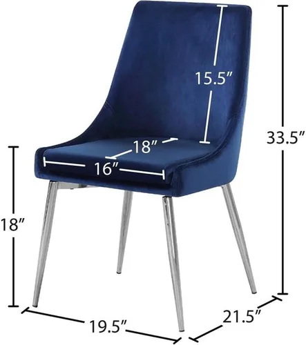 Miniatura 3 de Meridian Furniture Karina Collection Modern - Silla de comedor tapizada de terciopelo contemporánea con patas de metal resistentes, juego de 2, 19.5