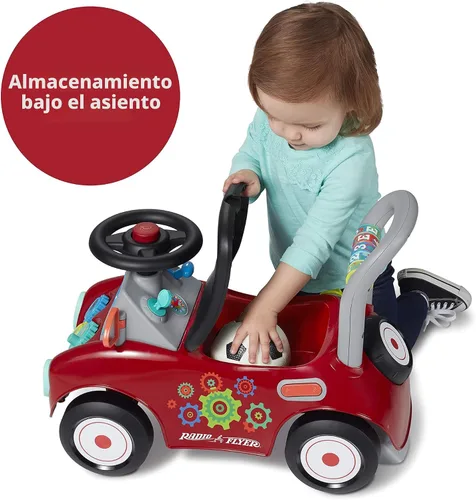 Miniatura 5 de Radio Flyer Busy Buggy, para niños pequeños de 1 a 3 años, 3 en 1 con 17 actividades sensoriales, función antipuntas, almacenamiento debajo
