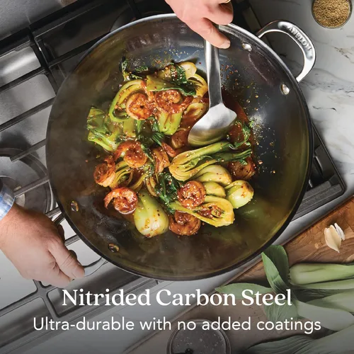 Miniatura 5 de Anolon Everlast N2 - Sartén wok/para saltear de acero al carbono, compatible con todos los tipos de cocina, utensilios de metal seguros, 14 pulgadas