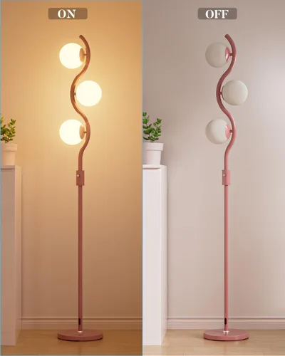 Miniatura 6 de Lightdot Lámpara de pie rosa regulable de 60 pulgadas, lámparas de pie de mediados de siglo con 3 bombillas G9 de 3000 K de color blanco cálido, 3